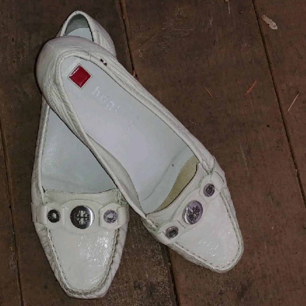 Hogl luxury white patent leather loafers